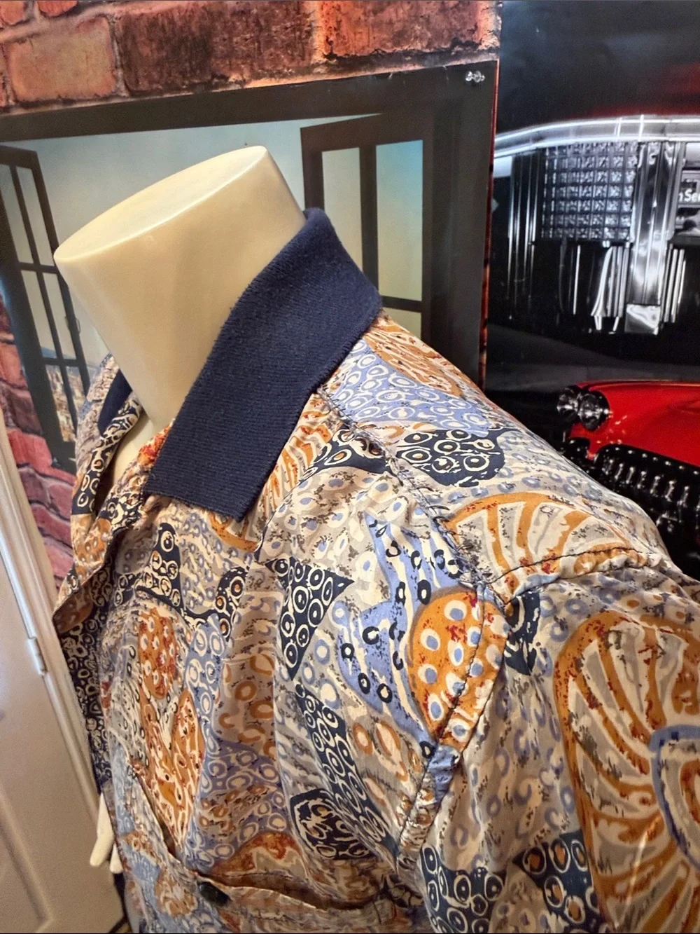 SUMMA Silk Shirt in Navy and Gold Paisley Print